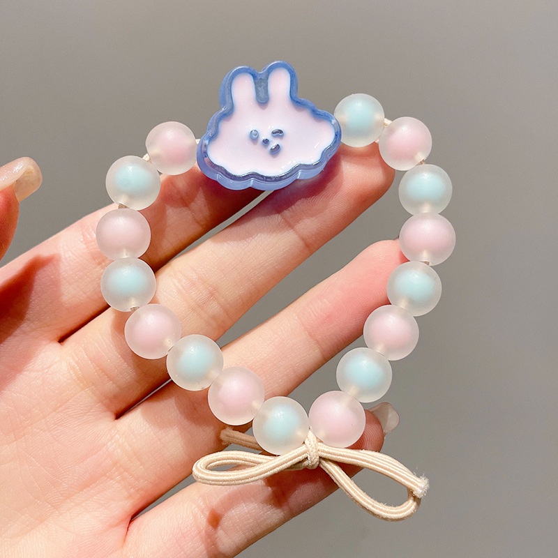 Dây Cột Tóc Cao Su Co Giãn Trong Suốt Xâu Hạt Hoạt Hình Dễ Thương Cho Bé Gái JP5