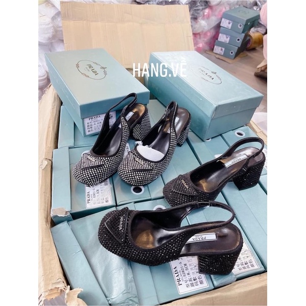 Giày cao gót pra da quai hở mũi vuông full box