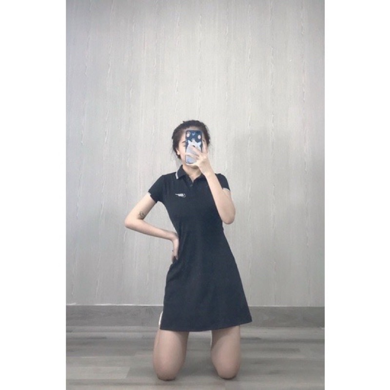 ĐẦM POLO THỂ THAO NỮ XUẤT XỊN DÁNG SUÔNG, VÁY NK CỔ BẺ CAO CẤP