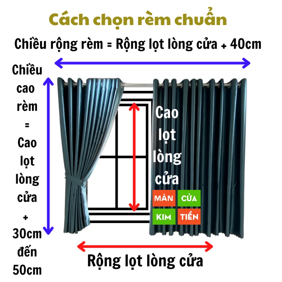 Rèm Cửa Sổ Màu Xanh Dương, Rèm Cửa Chống Nắng 99% | Màn Cửa Kim Tiền