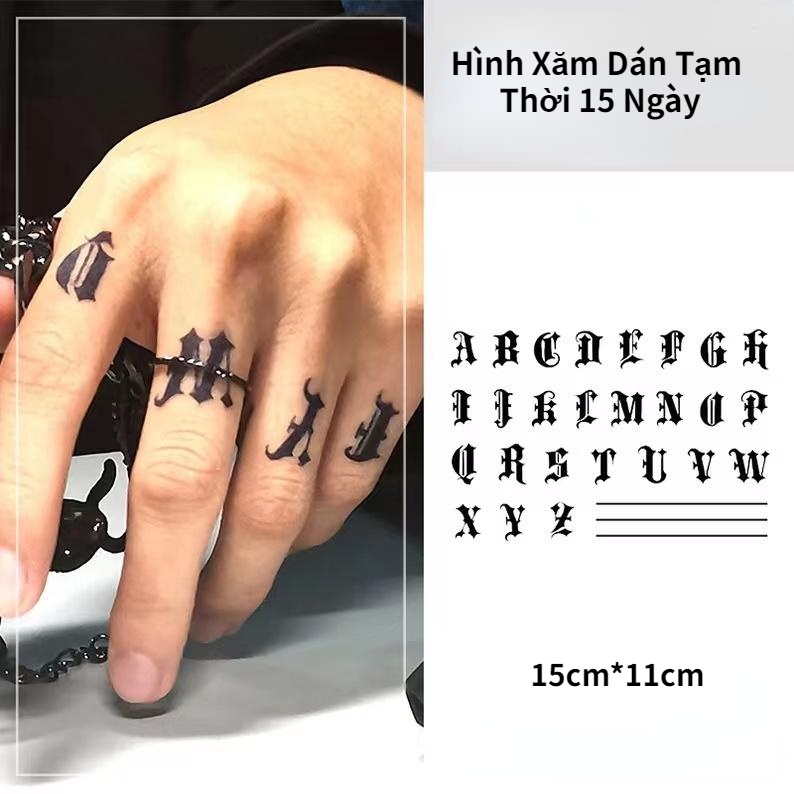 【Siya Magic Tattoo】Hình Xăm Dán Tạm Thời 15 Ngày Chữ Cái Và Dòng Chống Nước 15Cm*11Cm