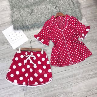 Đồ ngủ pijama lụa cao cấp chấm bi