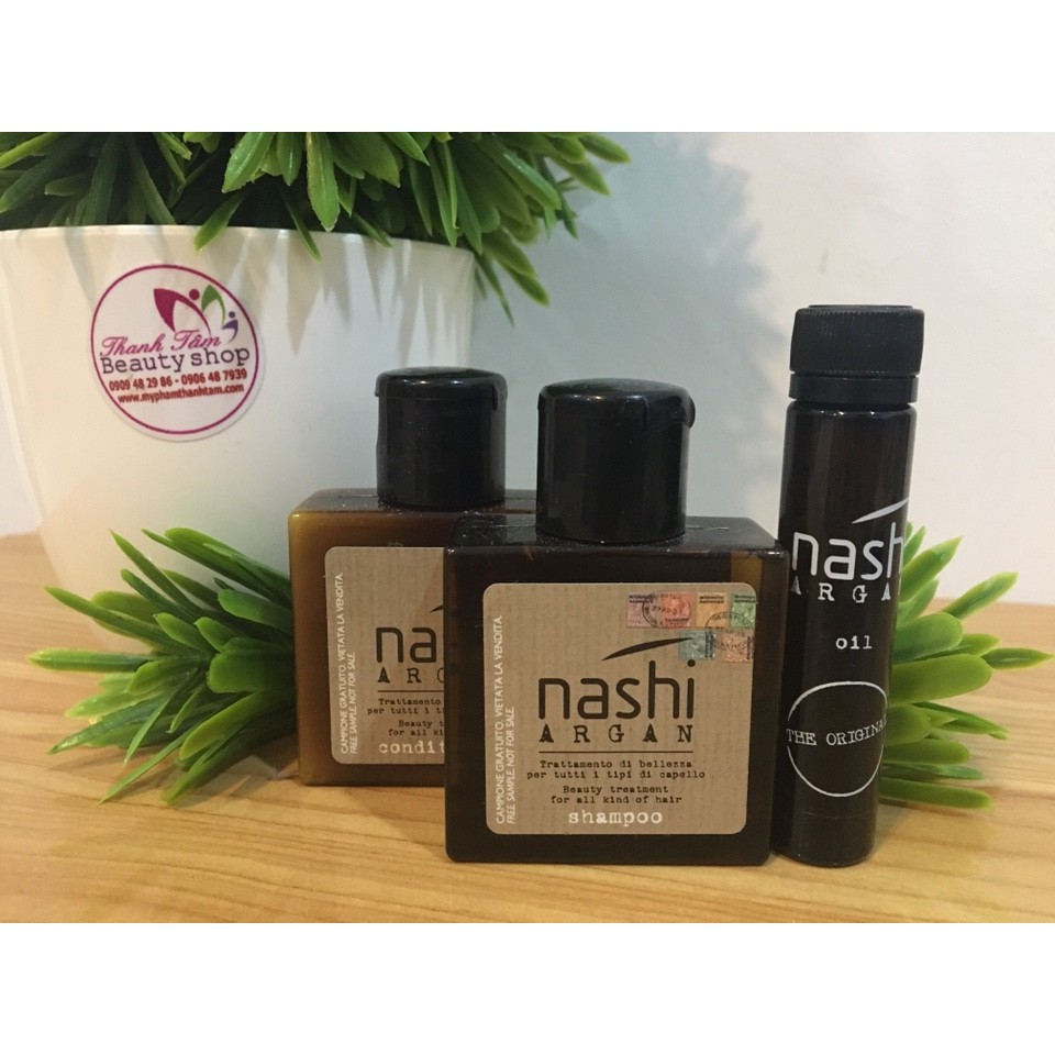 Bộ Nashi Argan Mini (GỘI 30ML + XẢ 30ML + TINH DẦU 5ML)