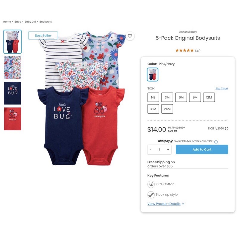 Bodysuit Carter's chính hãng-nhập Mỹ | BigBuy360 - bigbuy360.vn