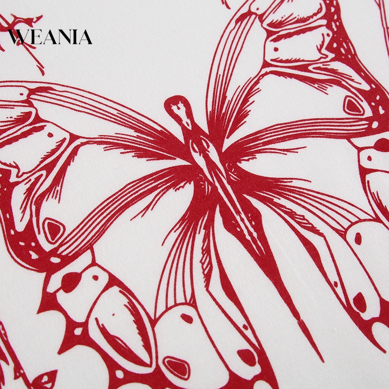 Áo Thun Ngắn Tay Cổ Tròn In Hình Bướm Xinh Xắn Dành Cho Nữ