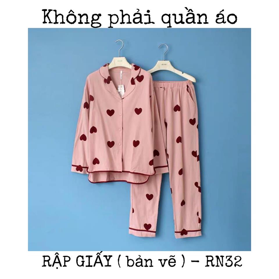 RN32_Rập giấy may bộ pijama nữ dài tay