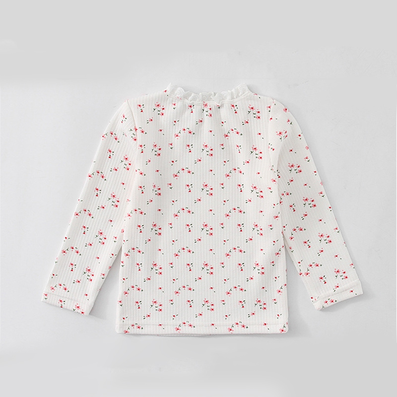 Áo Cổ Bèo In Hoa Hàn Quốc Cho Bé Gái