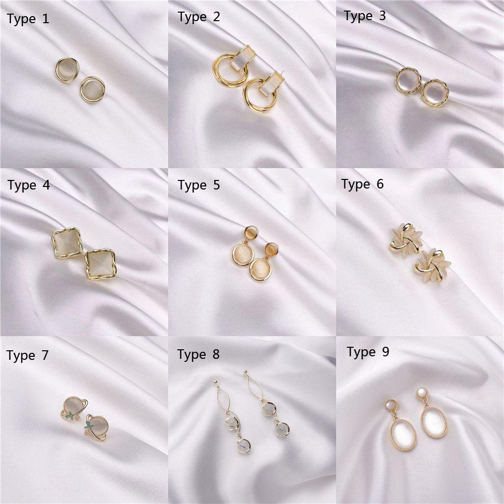 Khuyên Tai Dáng Dài Hình Cánh Hoa Đính Đá Opal 1 Cái