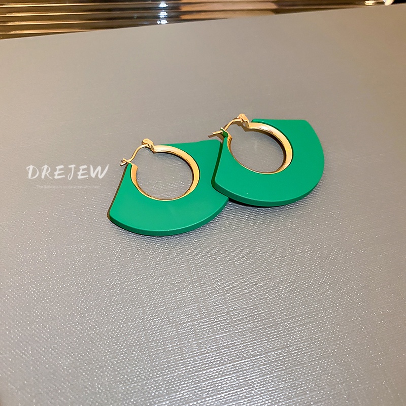 DREJEW Khuyên tai hình quạt tam giác phong cách cổ điển thời trang cho nữ