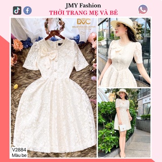 V2884 Váy ren kem cổ tròn dáng xoè ngắn tiểu thư - Dolce viva colection