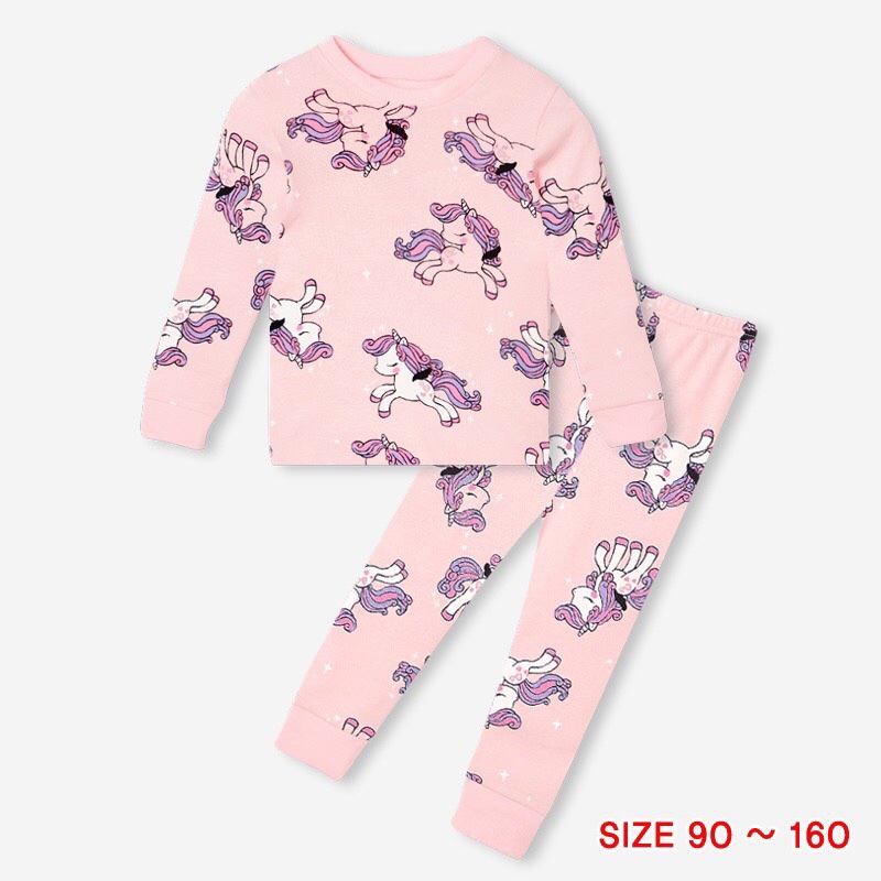 Đồ bộ quần áo dài tay bé gái dáng ôm thun cotton mẫu Ngựa PonyTím năm 2022 rất xinh của hãng Unifriend Hàn Quốc mã UND06