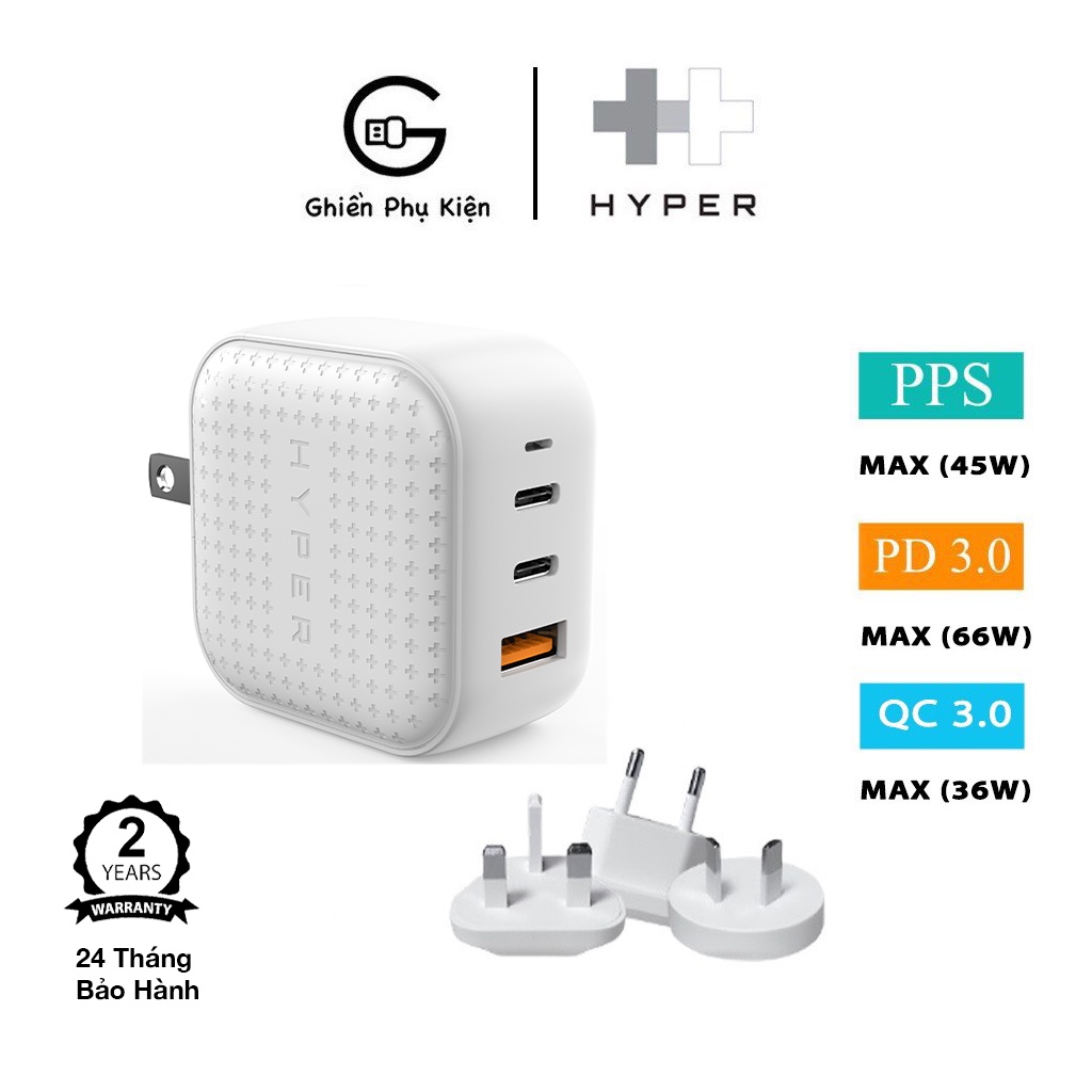 Sạc Đa Cổng HYPERJUICE USA 66W GAN PD/QC3.0 Và PPS (2C1A) – Hàng Chính Hãng