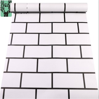 DECAL 1M PVC giấy dán tường khổ 45cm – gạch ô vuông trắng kẻ đen DT281