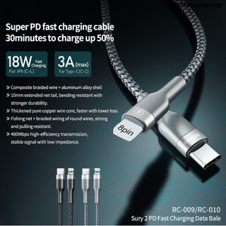 Cáp Sạc Nhanh iPhone 11 / 12 18W Remax RC-009 Type C To Lightning