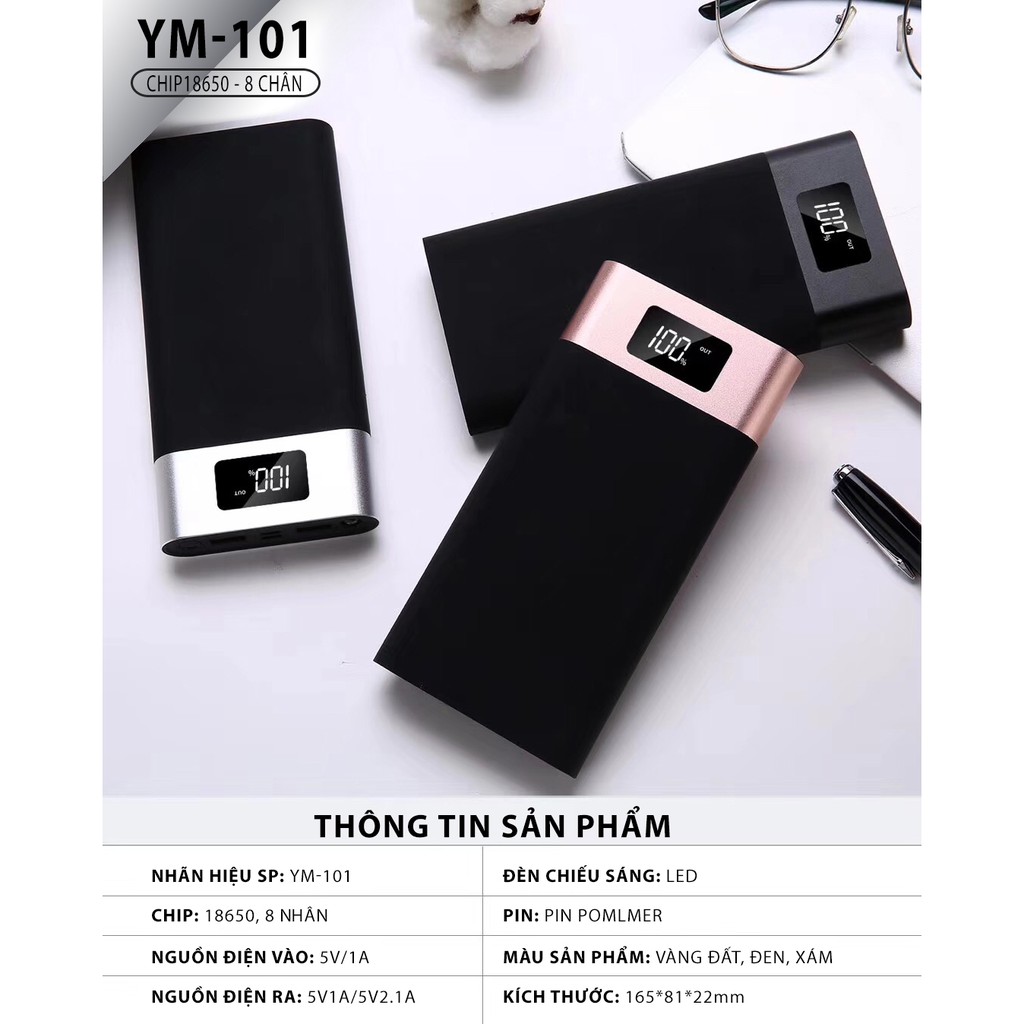 Pin Sạc Dự Phòng 101 20000mAh Dung Lượng Khủng High speed sạc nhanh, vỏ nhôm cực tốt Màn hình Đèn LEDLithium Polymer chí | BigBuy360 - bigbuy360.vn