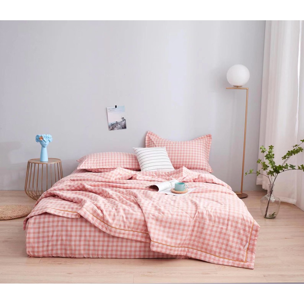 Bộ Chăn Hè Ga Gối Cotton 100% 4 Món Chăn Chần Hè Mẫu Mới Nhất 2021