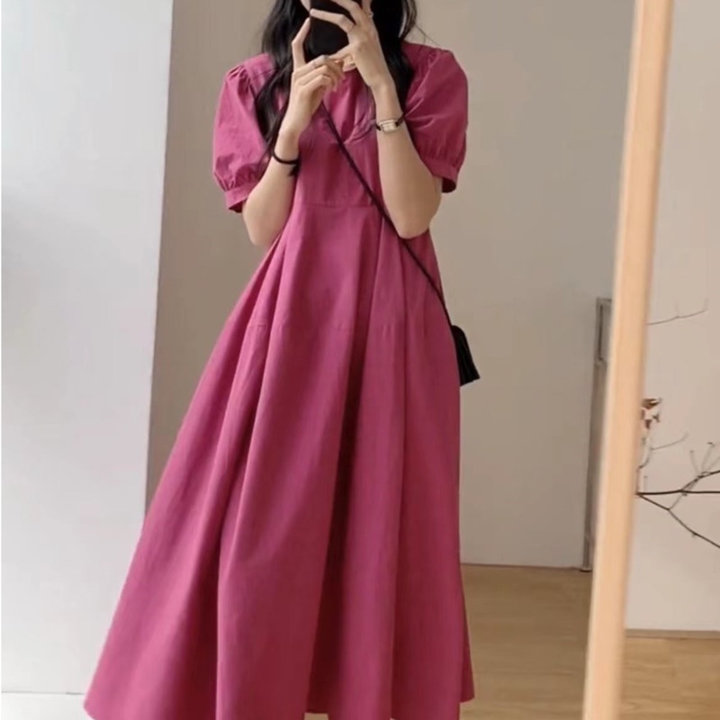 Đầm Tay Ngắn Cổ Tròn Thiết Kế Trẻ Trung Cho Nữ