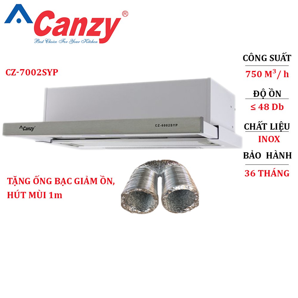 Máy hút khói-Máy hút mùi Canzy-CZ 7002 SYP- âm tủ-lực hút 750m³/h-máy khoẻ,chạy êm,chính hãng,giá rẻ-bảo hành 24 tháng