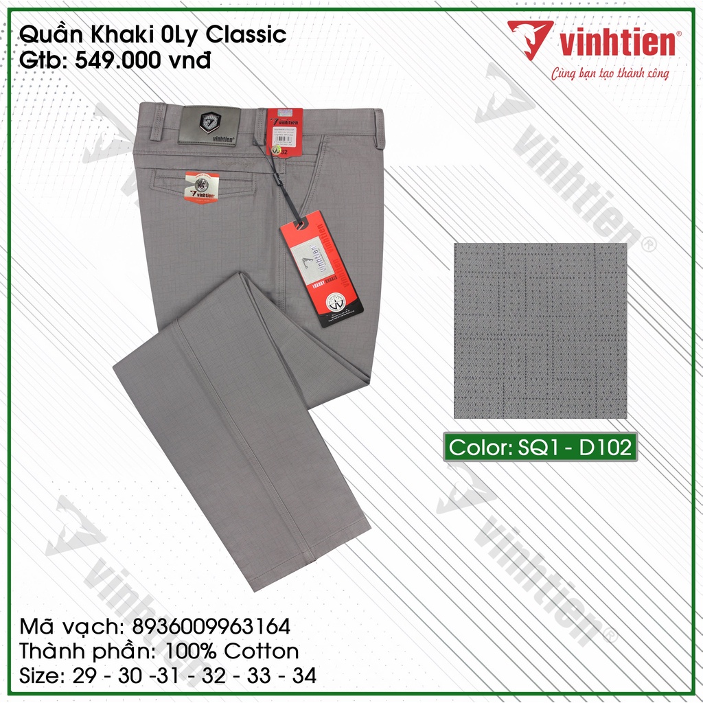 Quần Kaki Trung Niên 0ly Classic Vải Cotton Vĩnh Tiến 549