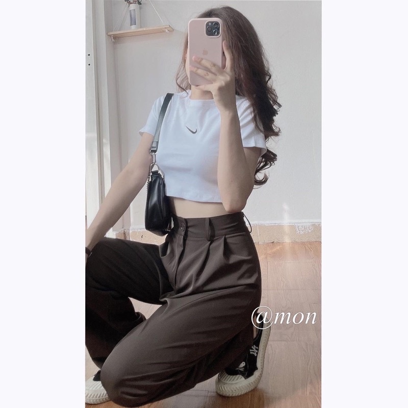 Quần suông ống rộng LUCKY cạp cao - Quần ông suông hàng Quảng Châu cao cấp
