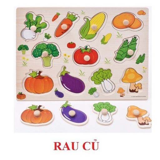 Bộ Bảng Gỗ Ghép Hình Trái Cây, Nhiều Màu Sắc Cho Bé