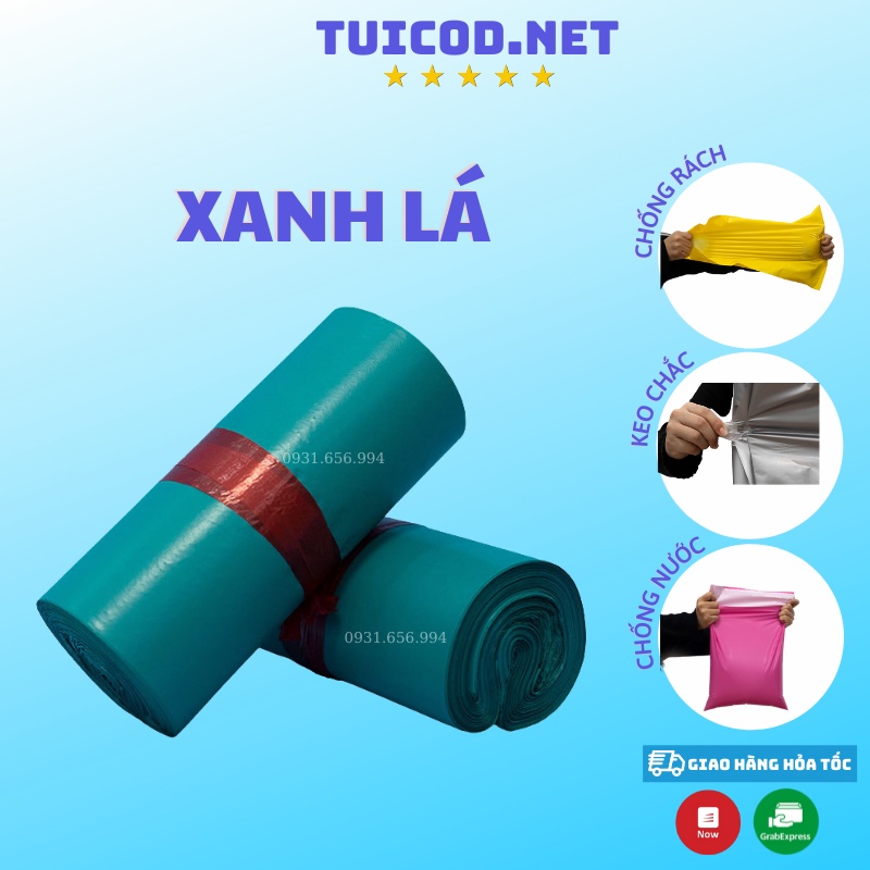 Túi Gói Hàng Màu Xanh Lá Cuộn 100 Cái Có Sẵn Keo Dán Niêm Phong Giá Xưởng