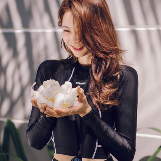 Đồ bơi tay dài croptop quần dài viền trắng siêu chất