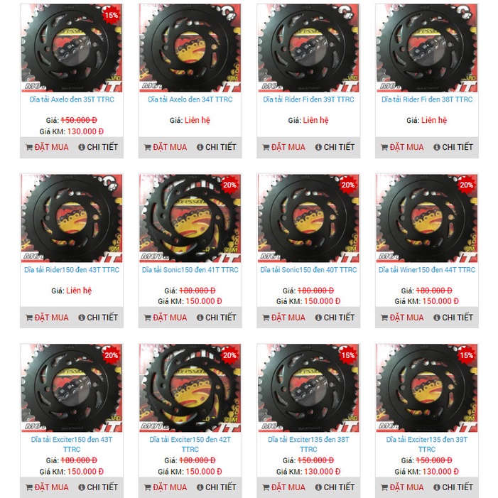 Dĩa tải sau &amp; Nhông trước Osaki màu đen dành cho các xe ex135, ex150, winnwr150, sonic150R, raider Fi.