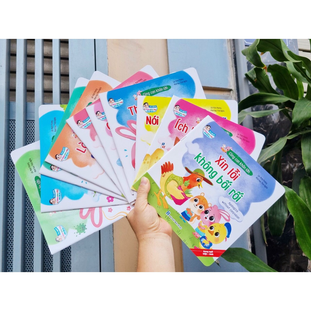 Sách - Bộ 10 quyển truyện tranh Cùng Con Khôn Lớn song ngữ Việt-Anh - Kỹ năng giao tiếp cho bé 2+