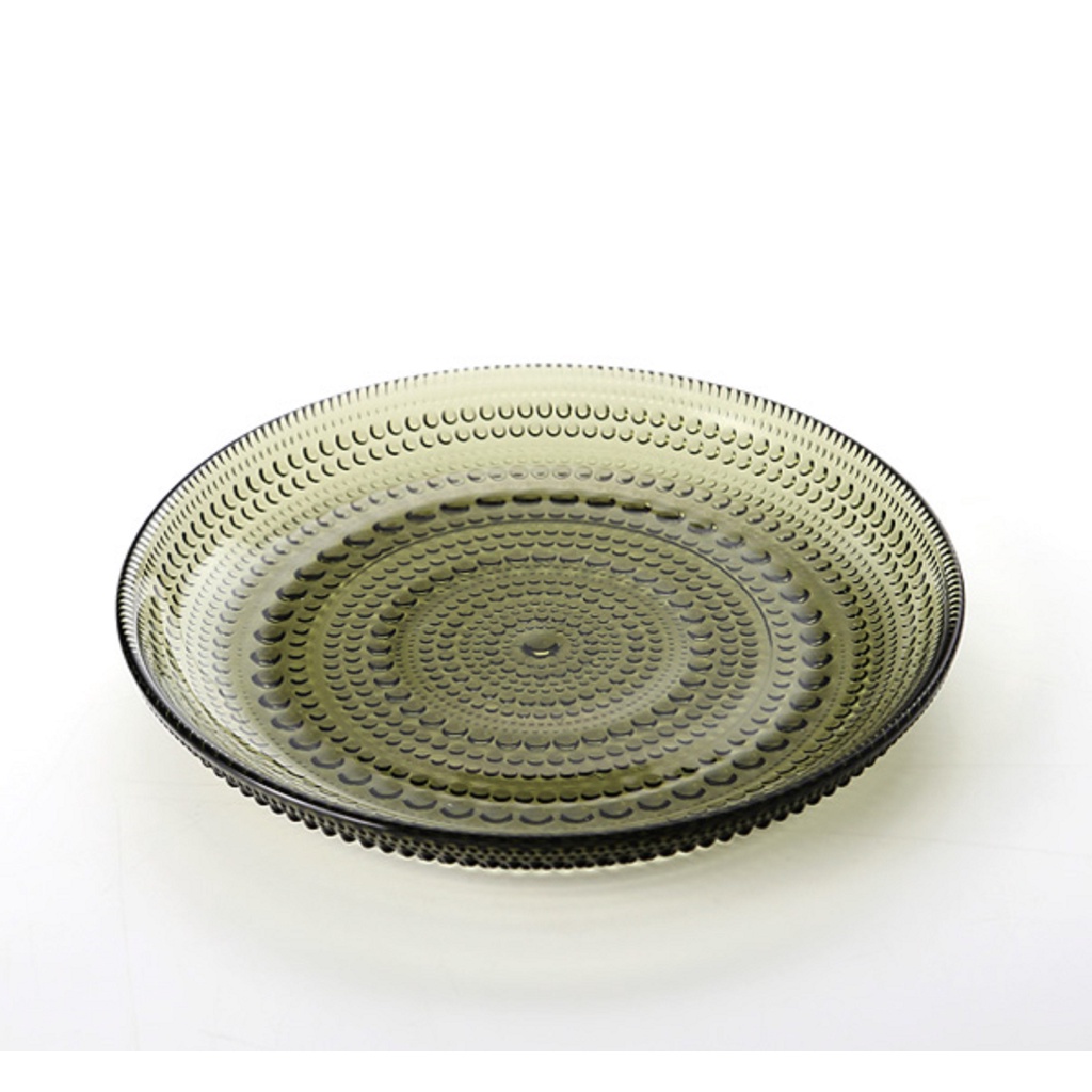 Đĩa thủy tinh Kastehelmi Iittala màu rêu, đường kính 17cm