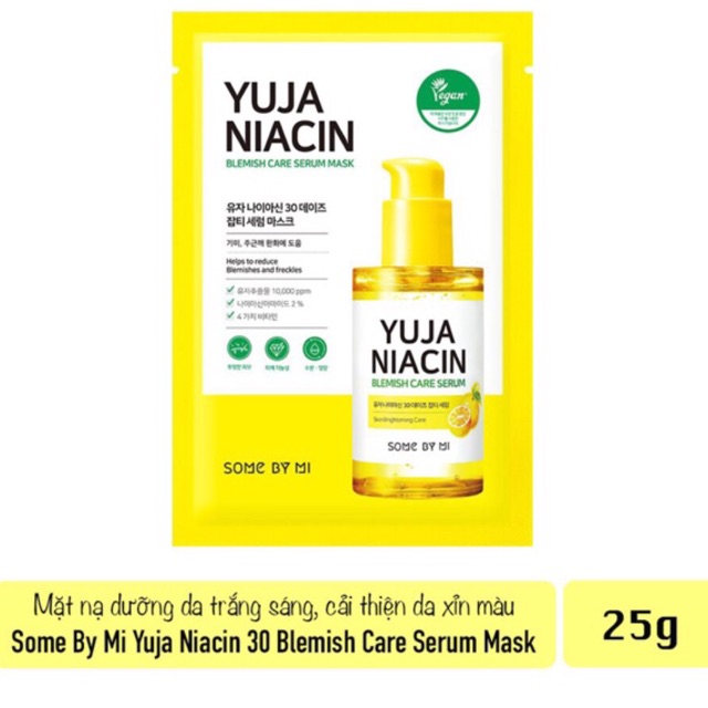 Lẻ Miếng Mặt Nạ Dưỡng Trắng Da Some By Mi Yuja Niacin Mask 25g