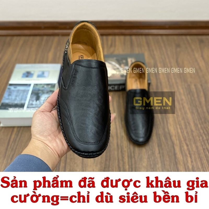 Giày da nam cao cấp da thật mềm mại đế cao su êm chân khâu chỉ bền bỉ GM105