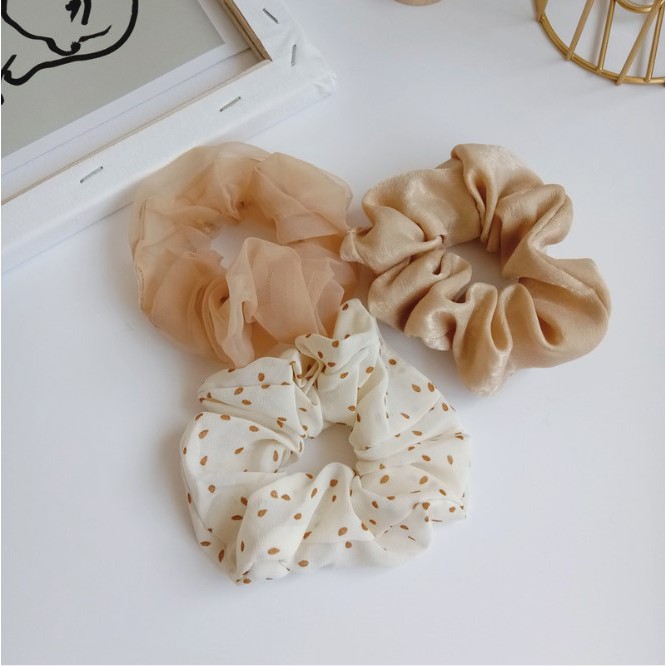 Set 3 cột tóc vải scrunchies buộc tóc vải mix màu họa tiết loại đẹp hot trend PK24