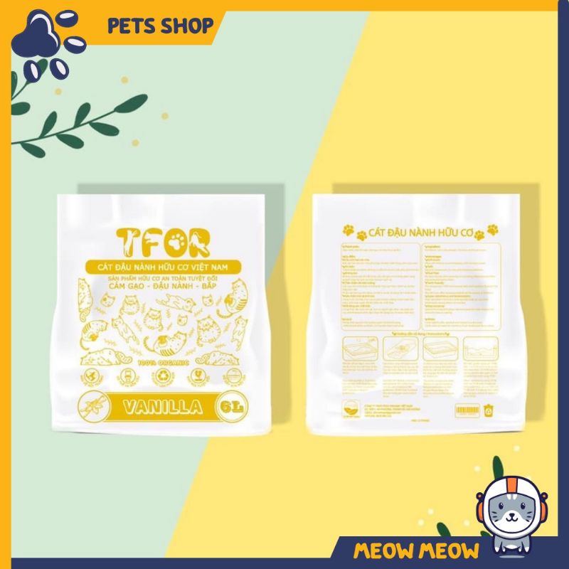 Cát đậu nành TFOR | Túi 6L~ 2.3KG | Cát vệ sinh cho mèo chiết xuất từ đậu nành an toàn cho mèo xuất xứ Việt Nam.