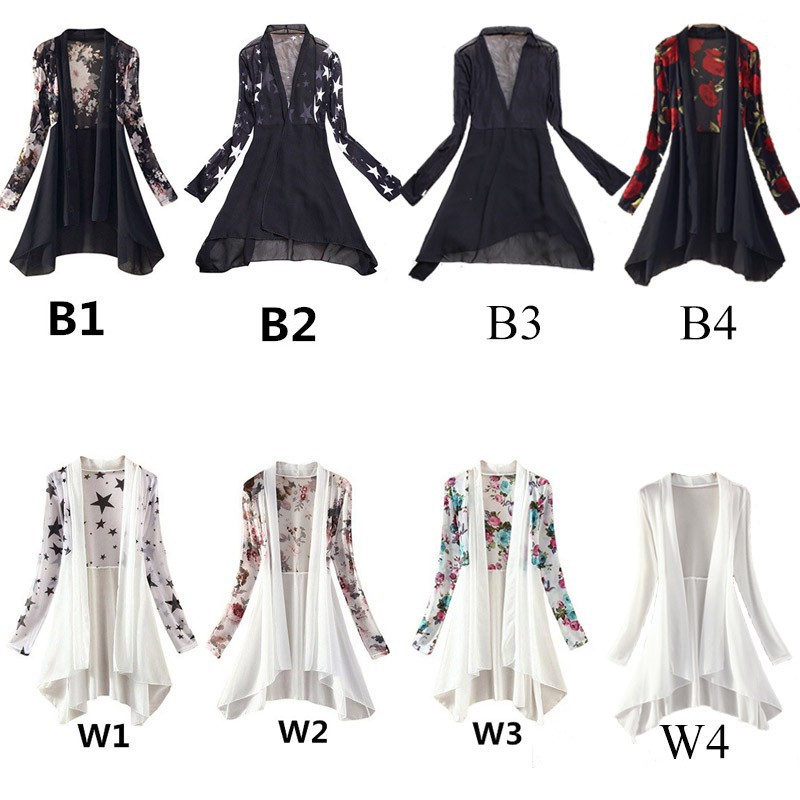 FREESHIP ĐƠN 99K_ Áo Khoác Cardigan Chất Chiffon Hoạ Tiết Hoa Thiết Kế Dáng Rộng Thoải Mái