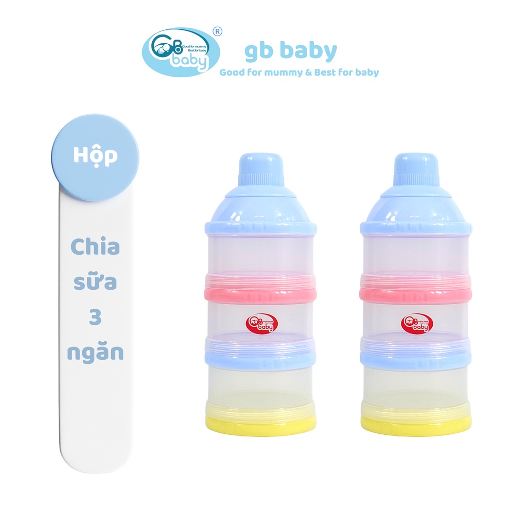 Hộp Chia Sữa, Hộp Đựng Sữa Bột, Đồ Ăn Dặm Gb-Baby  Cho Bé có 3 Ngăn Tiện Lợi
