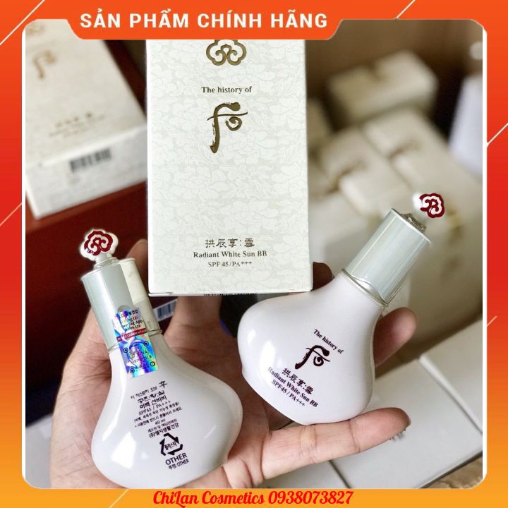 [Chính Hãng] Kem BB Chống Nắng Trang Điểm Dưỡng Trắng Da BB Whoo Radiant White BB Sun SPF 45/PA+++ 40ml