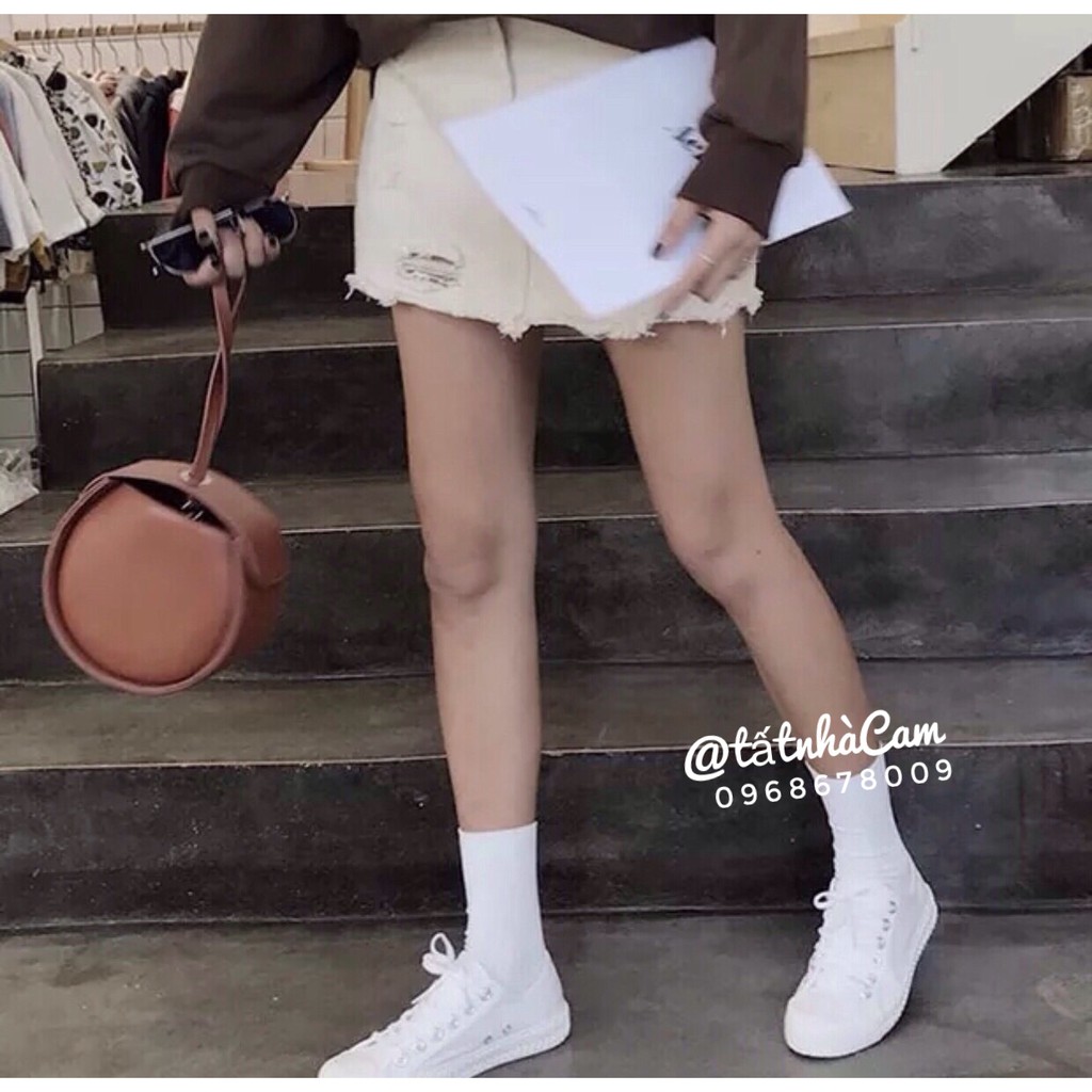 Tất vớ cao cổ nam nữ vớ trơn basic đen trắng