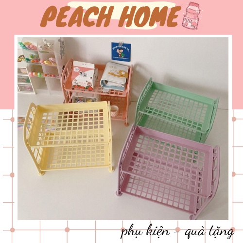 Kệ Nhựa 2 Tầng Mini Lắp Ráp Để Mỹ Phẩm Trang Trí Bàn Học Tiện Dụng Kệ Nhựa Nhiều Màu Đa Năng Để Đồ Dùng Học Tập