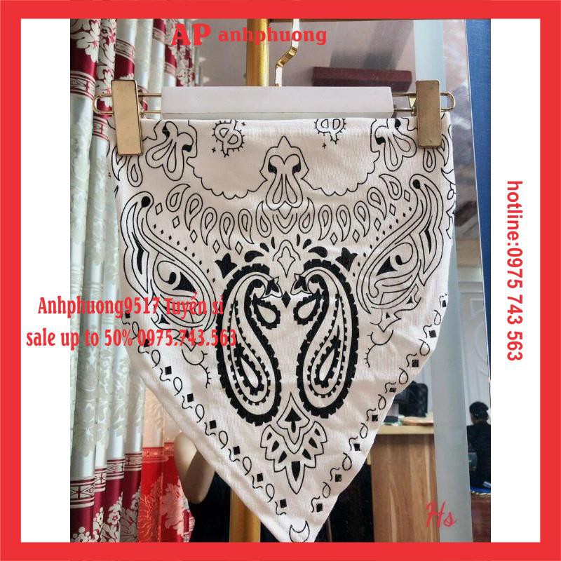 Áo Yếm thổ cẩm Nữ Trắng 2 dây Croptop Bandana Cúp Ngực Closet VINTAGE Hở Lưng SexyFreesize &lt;50kg