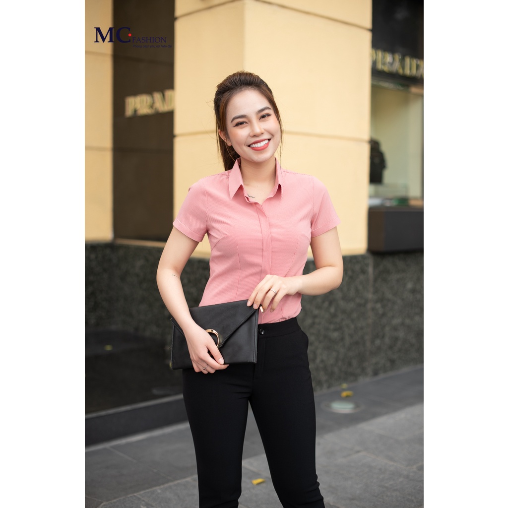 Áo sơ mi ngắn tay MC Fashion chất vải silk lụa A681