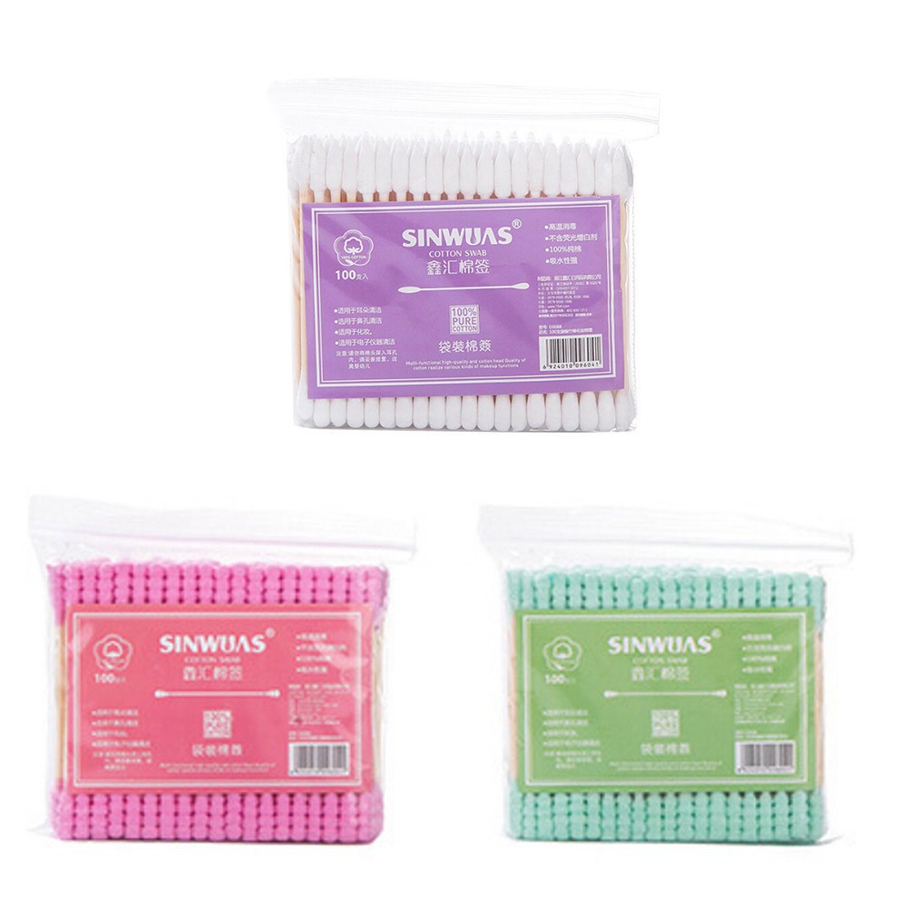 Túi 100 tăm bông hai đầu tiện dụng chất lượng cao