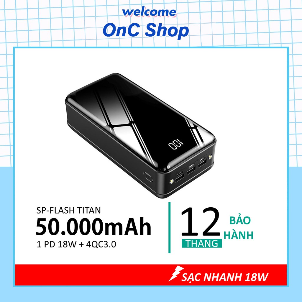 [BẢO HÀNH 12 THÁNG] Pin sạc dự phòng 50.000mAh ONC Flash Titan, Sạc nhanh 18W, 3 cổng input- Chính hãng