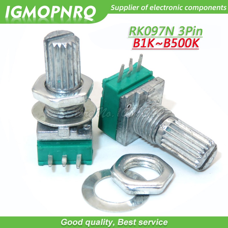 Set 5 Chiết Áp RK097N 5K 10K 20K 50K 100K 500K B5K 3pin Kèm Công Tắc Âm Thanh 15mm IGMOPNRQ