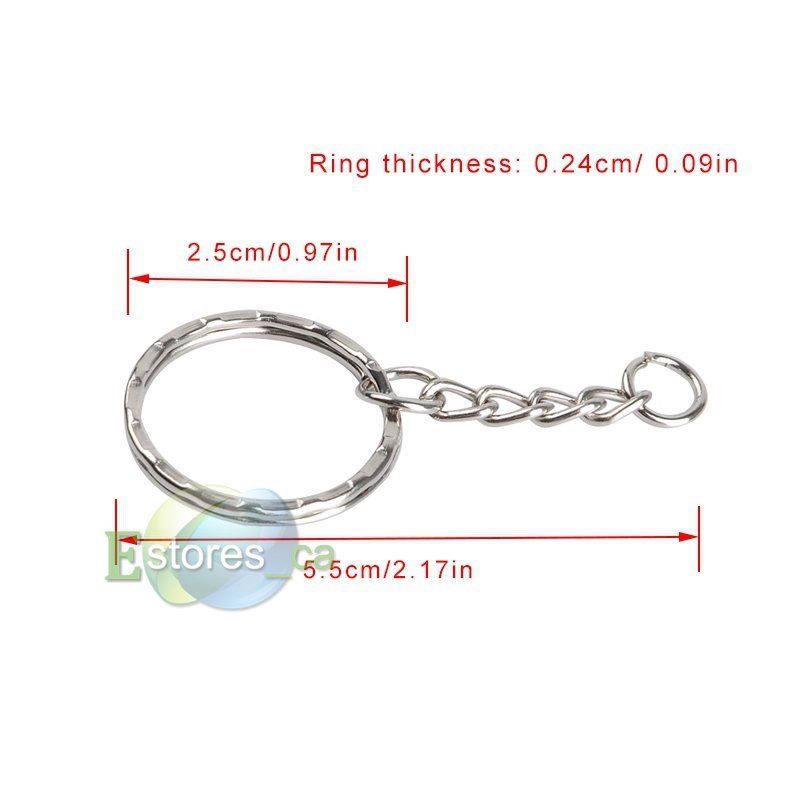 100 Móc Khóa Bạc Bóng + Móc Khóa 25mm