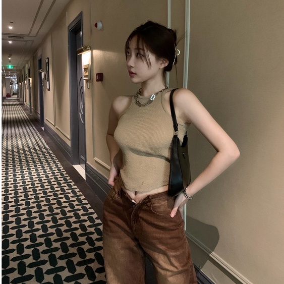 Áo Dệt Kim Không Tay Dáng Ôm Thời Trang Hàn Quốc Dành Cho Nữ