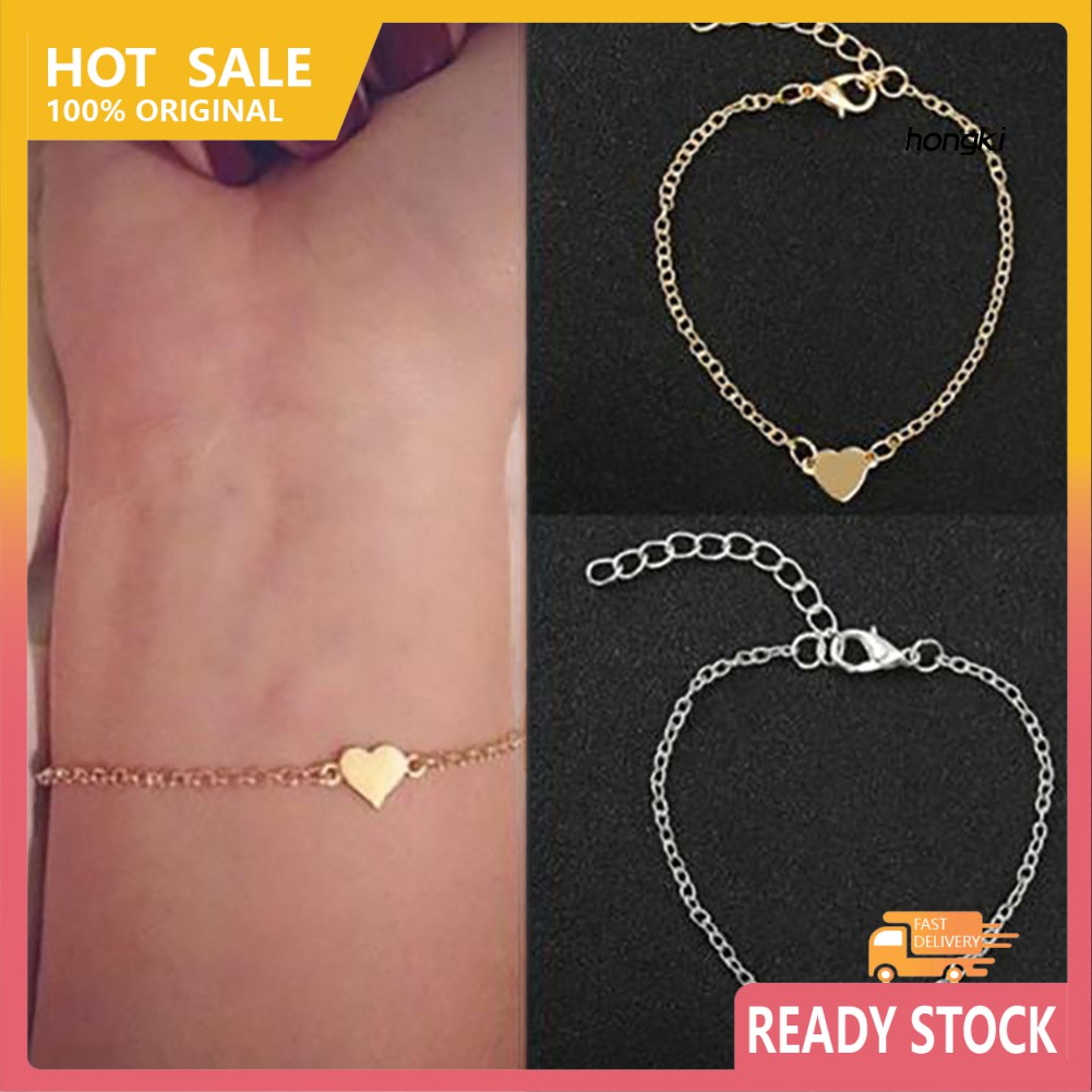 Vòng Tay Hợp Kim Mặt Hình Trái Tim Thời Trang Dành Cho Nữ