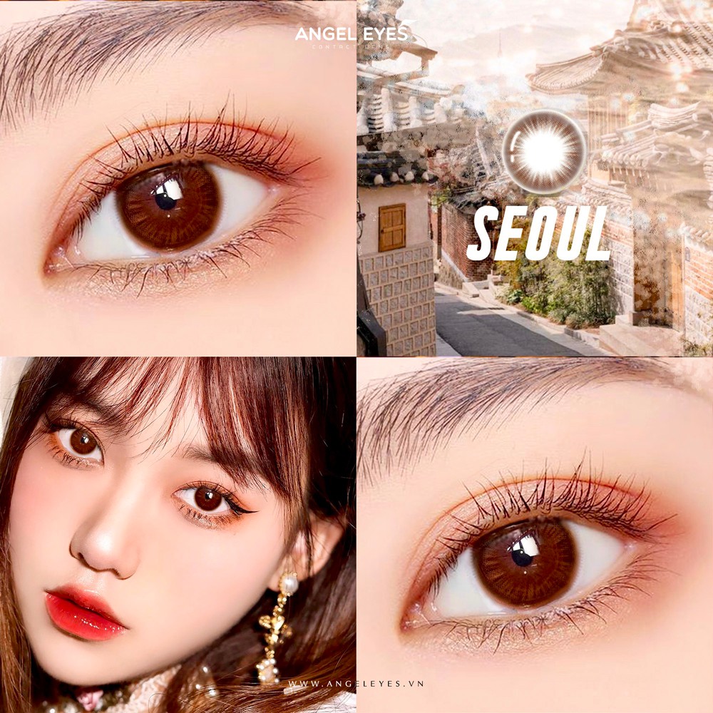 Lens nâu tự nhiên Angel Eyes SEOUL có cận - GDia 12.8mm - Độ cận 0-8