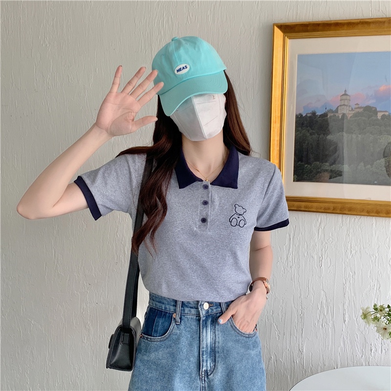 Áo polo SUXI tay ngắn dáng rộng thời trang mùa hè đơn giản dễ phối đồ cho nữ