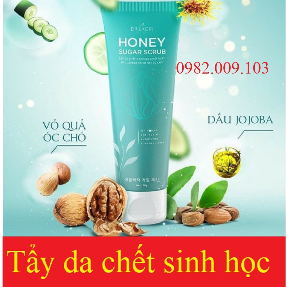 Tẩy Da Chết Sinh Học Drlacir– Honey Sugar Scrub,Dr lacir chai 120 gram,Giúp loại bỏ các tế bào già cỗi,ngừa bít tắc
